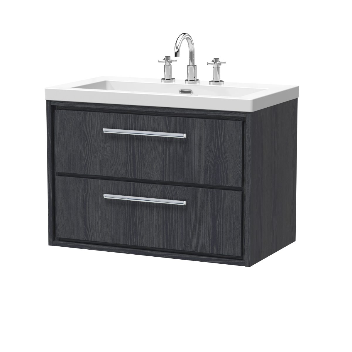 800mm Wall Hung 2-Drawer Vanity with Basin - 3 Tap Hole - Image 1