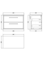 800mm Wall Hung 2-Drawer Vanity with Worktop - Image 2