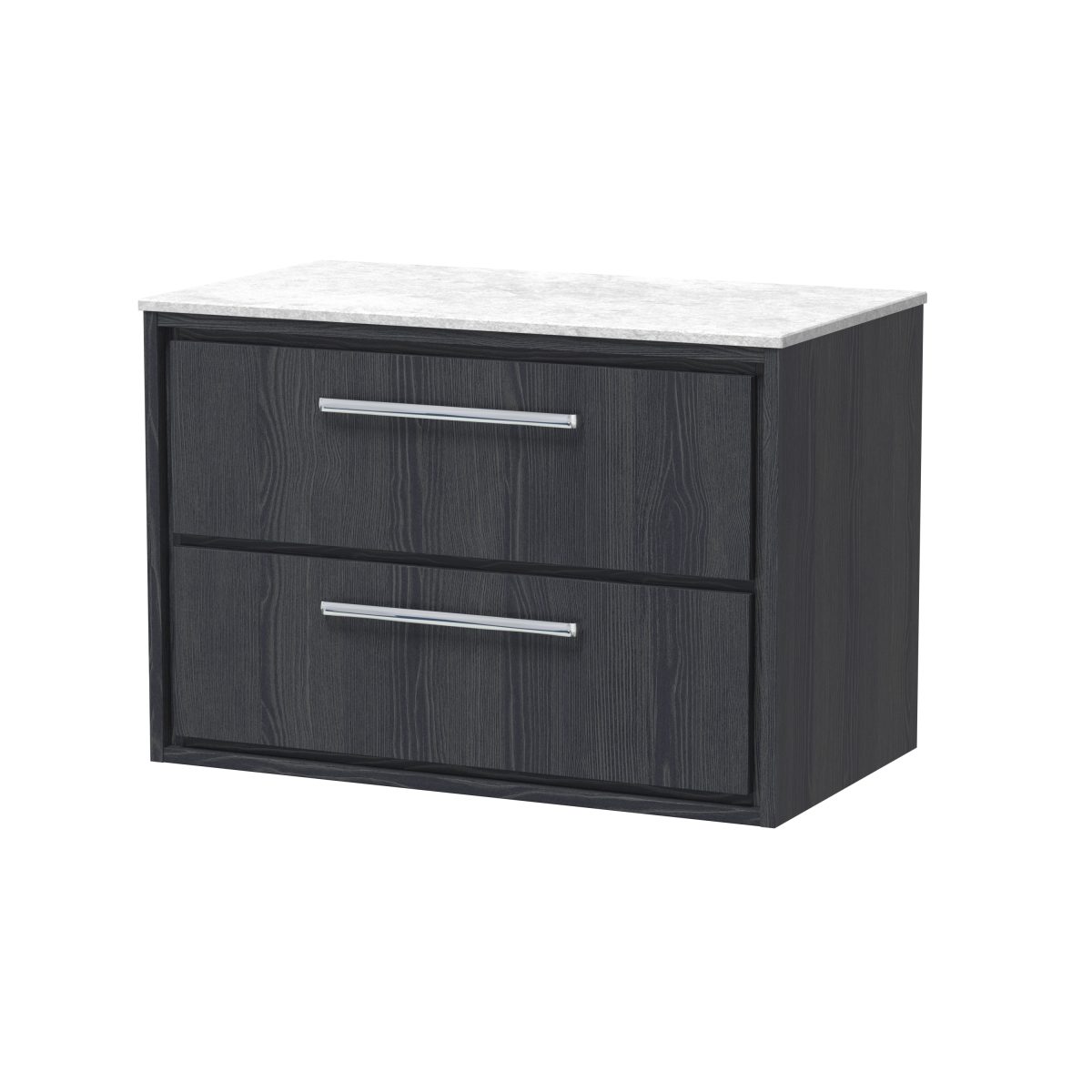 800mm Wall Hung 2-Drawer Vanity with Marble Worktop - Image 1