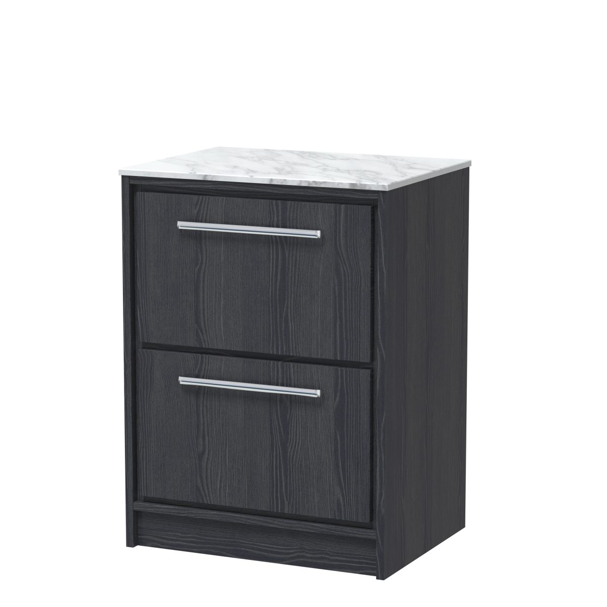 600mm Floor Standing 2-Drawer Vanity with Marble Worktop - Image 1