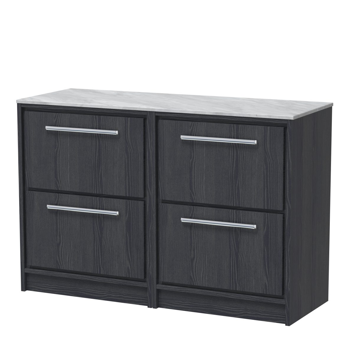 1200mm Floor Standing 4-Drawer Vanity with Marble Worktop - Image 1