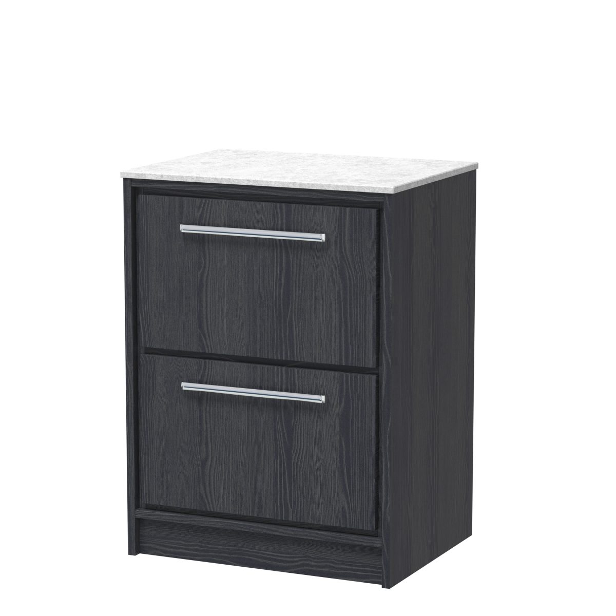 600mm Floor Standing 2-Drawer Vanity with Marble Worktop - Image 1