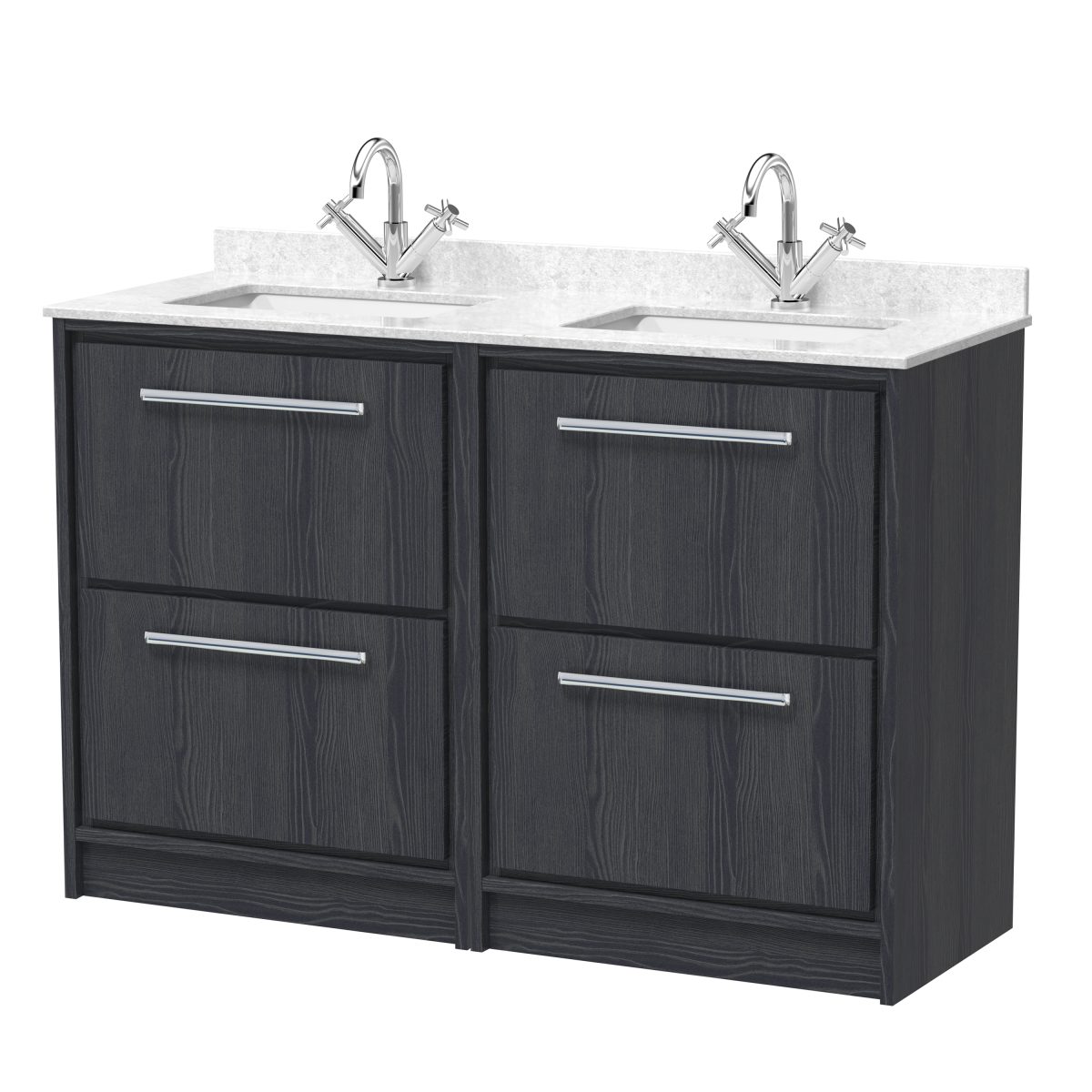 1200mm Floor Standing 4-Drawer Vanity with Marble Worktop Basin - Image 1