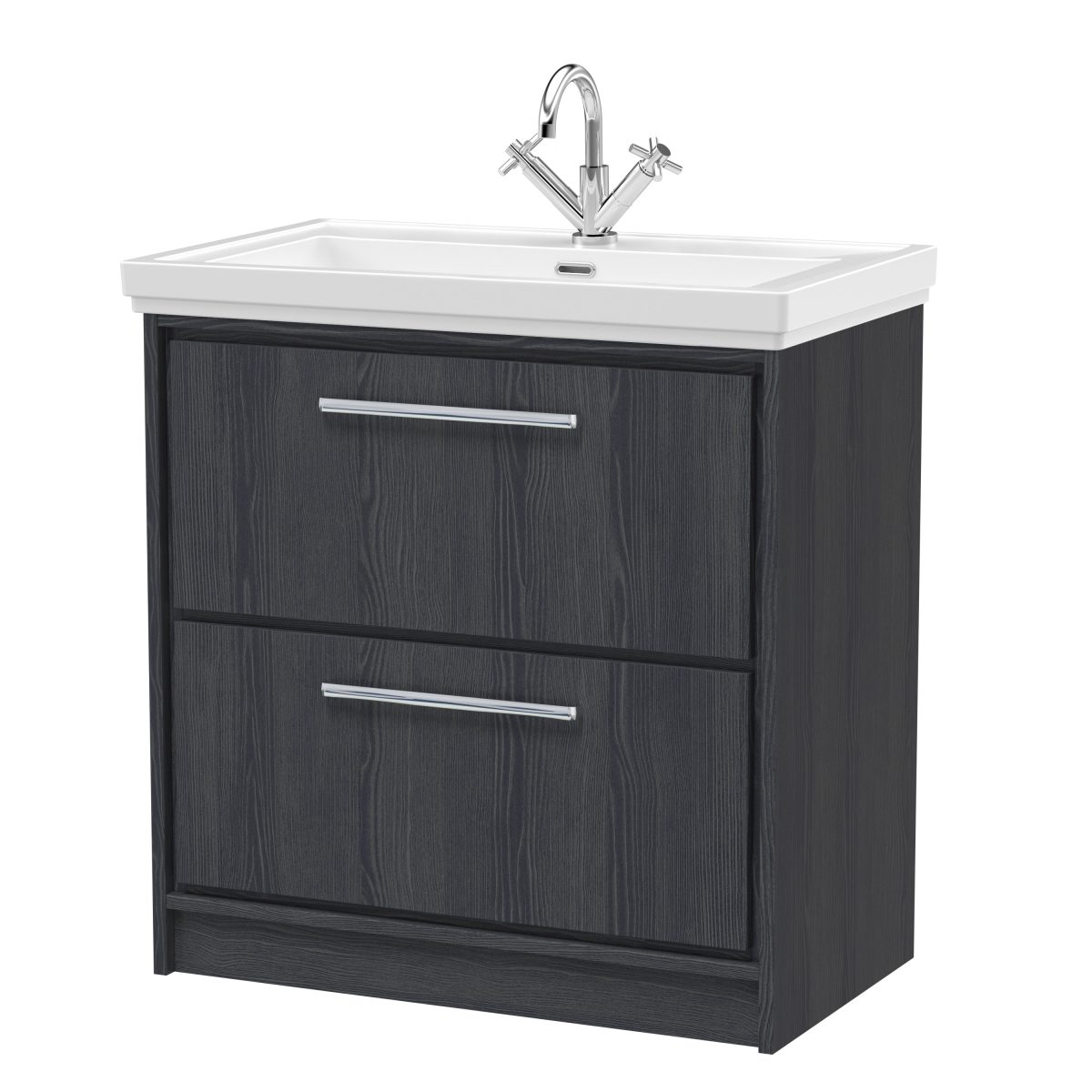 800mm Floor Standing 2-Drawer Vanity with Basin - 1 Tap Hole - Image 1
