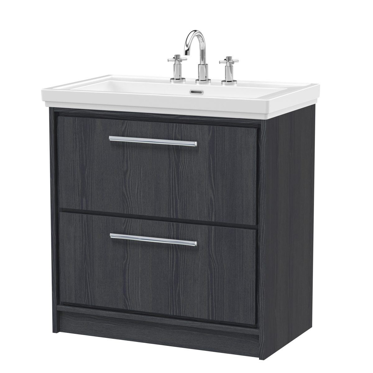 800mm Floor Standing 2-Drawer Vanity with Basin - 3 Tap Hole - Image 1