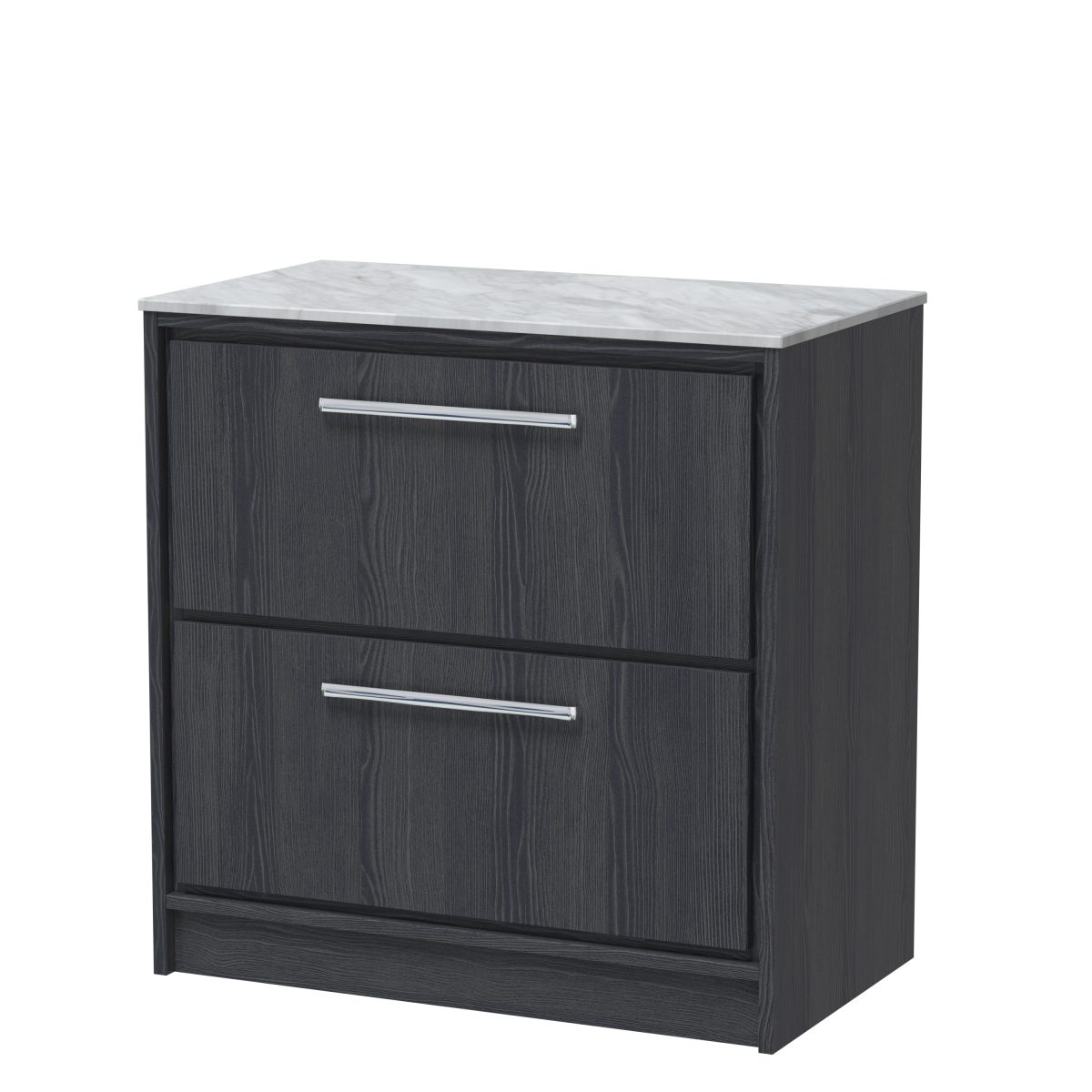 800mm Floor Standing 2-Drawer Vanity with Marble Worktop - Image 1