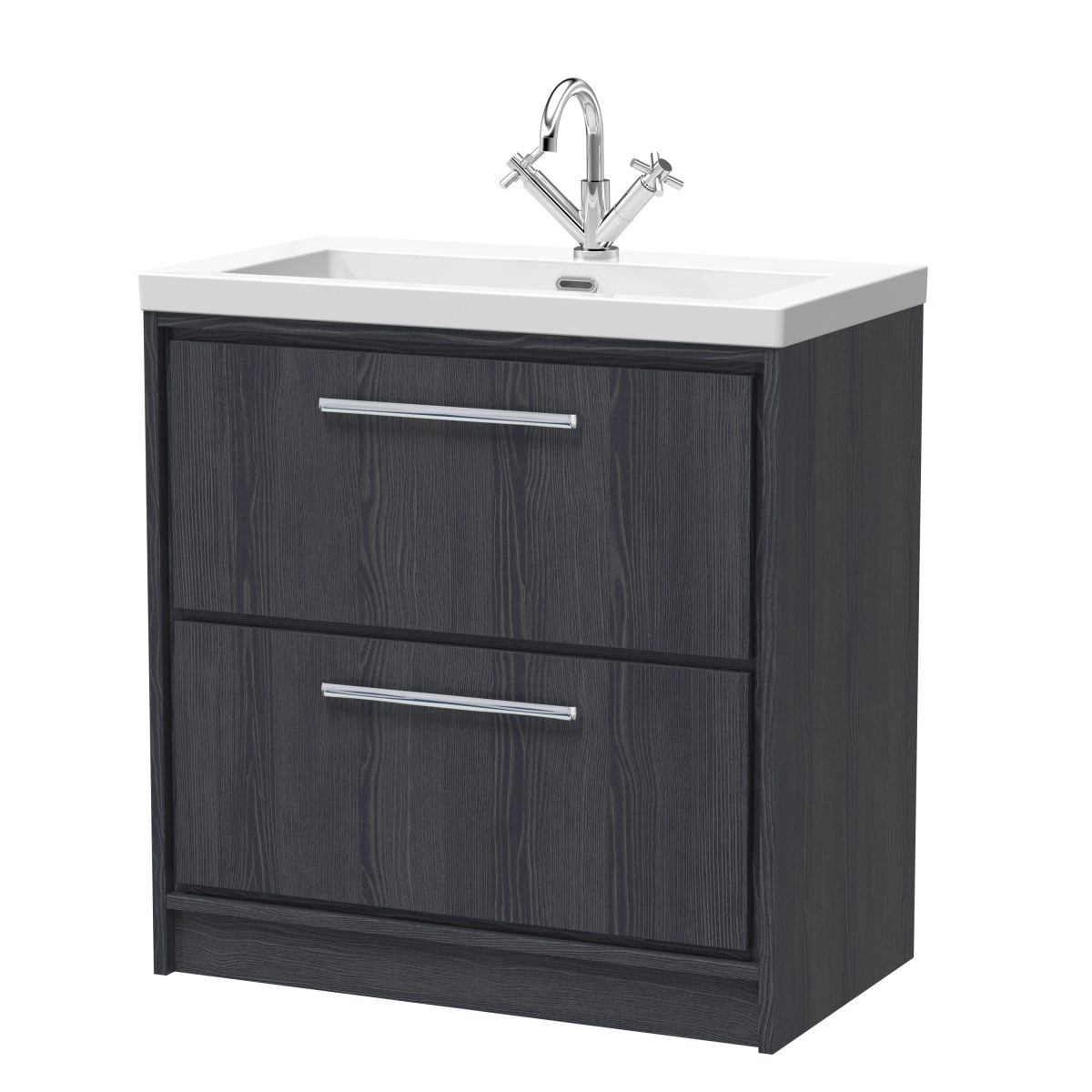 800mm Floor Standing 2-Drawer Vanity with Basin - 1 Tap Hole - Image 1