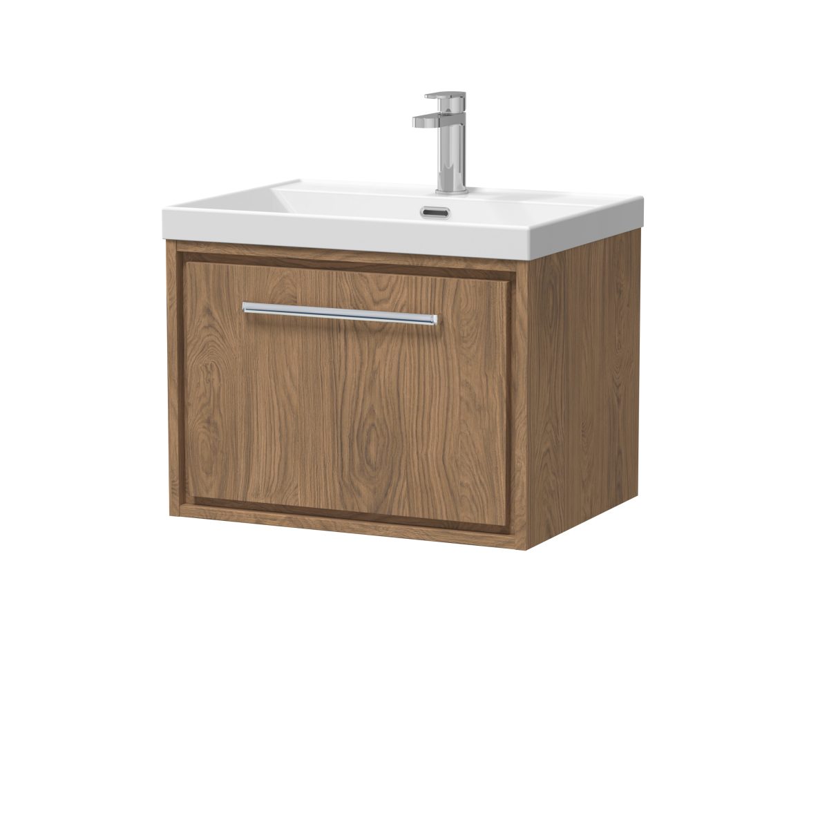 600mm Wall Hung Single Drawer Vanity with Basin - 1 Tap Hole - Image 1