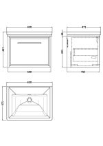 600mm Wall Hung Single Drawer Vanity with Basin - 0 Tap Hole - Image 2