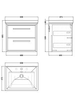 600mm Wall Hung 2-Drawer Vanity with Basin - 3 Tap Hole - Image 2