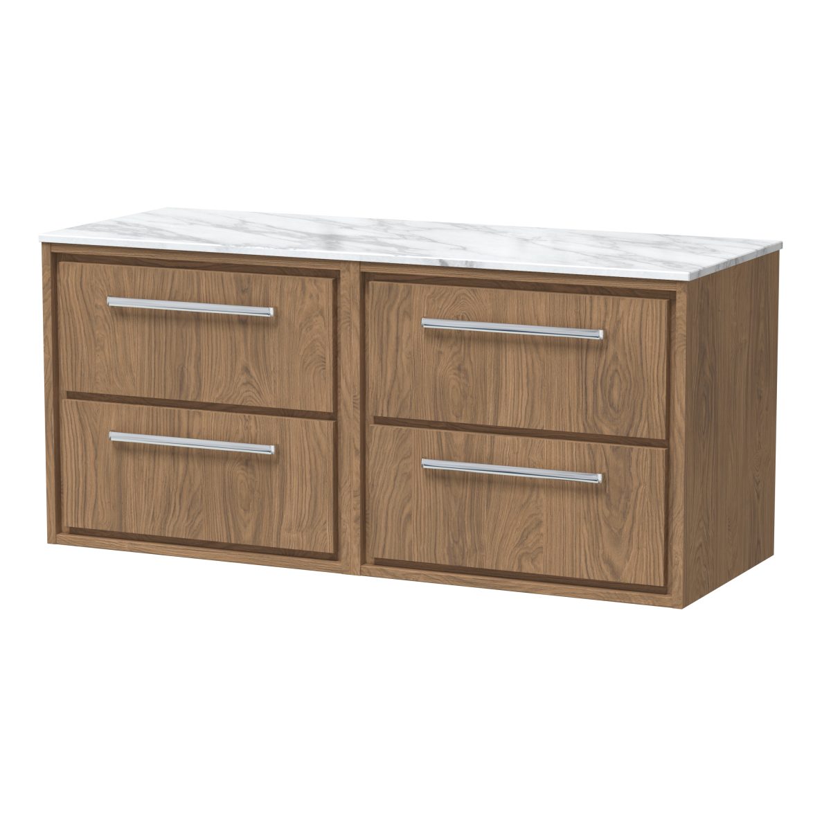 1200mm Wall Hung 4-Drawer Vanity with Marble Worktop - Image 1