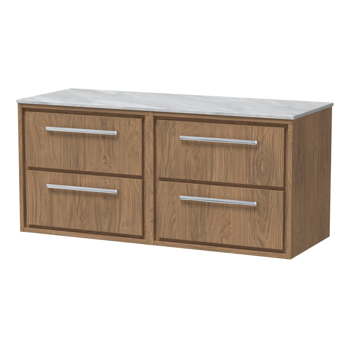1200mm Wall Hung 4-Drawer Vanity with Marble Worktop - Image 1