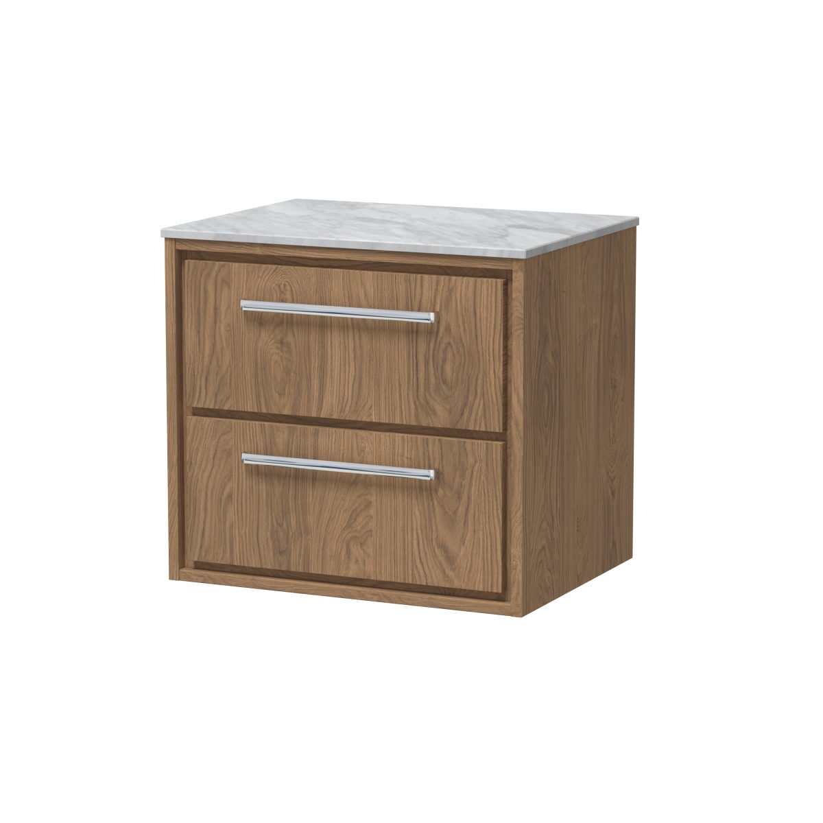 600mm Wall Hung 2-Drawer Vanity with Marble Worktop - Image 1