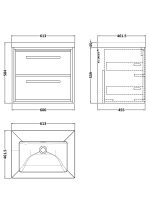 600mm Wall Hung 2-Drawer Vanity with Basin - 0 Tap Hole - Image 2