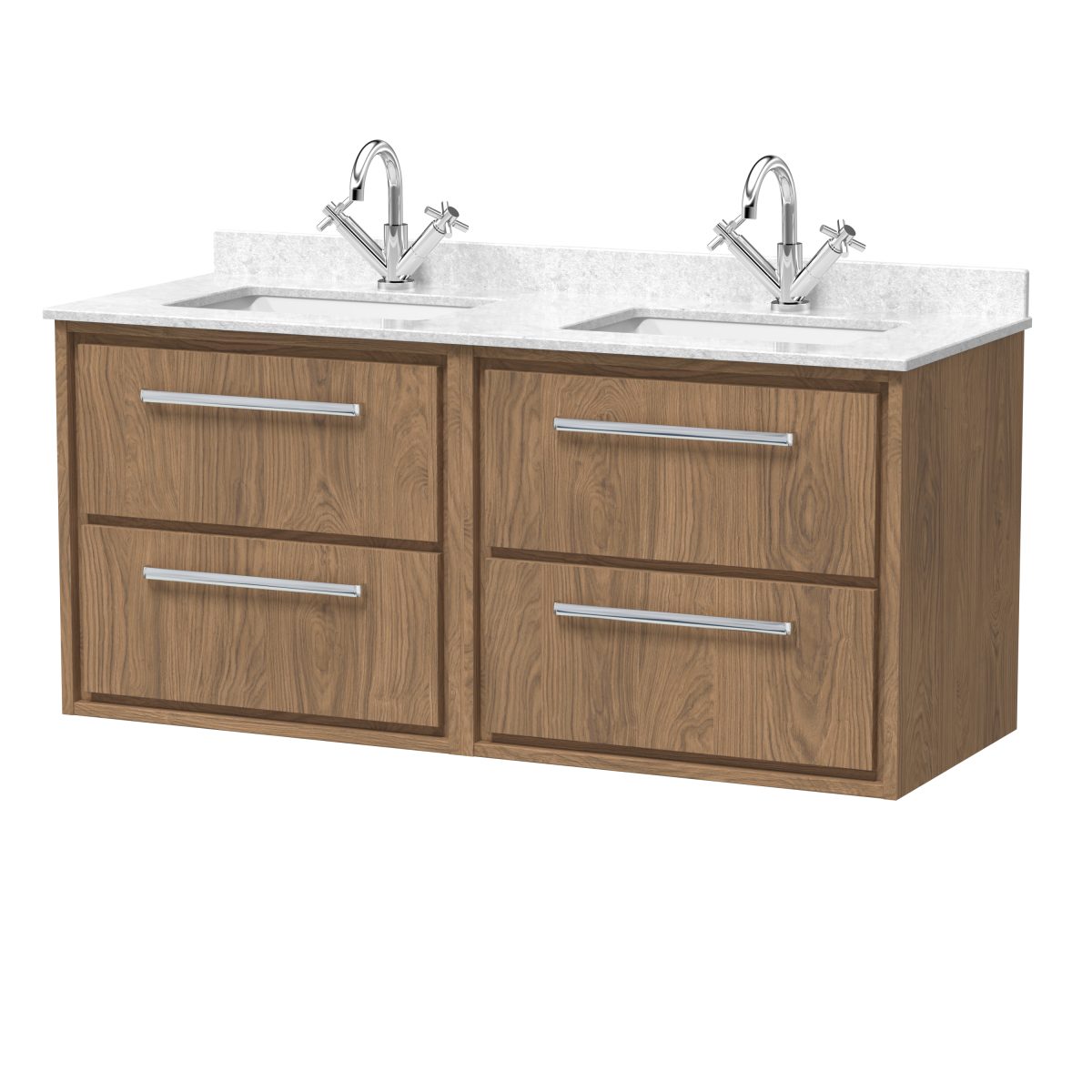 1200mm Wall Hung 4-Drawer Vanity with Marble Worktop Basin - Image 1