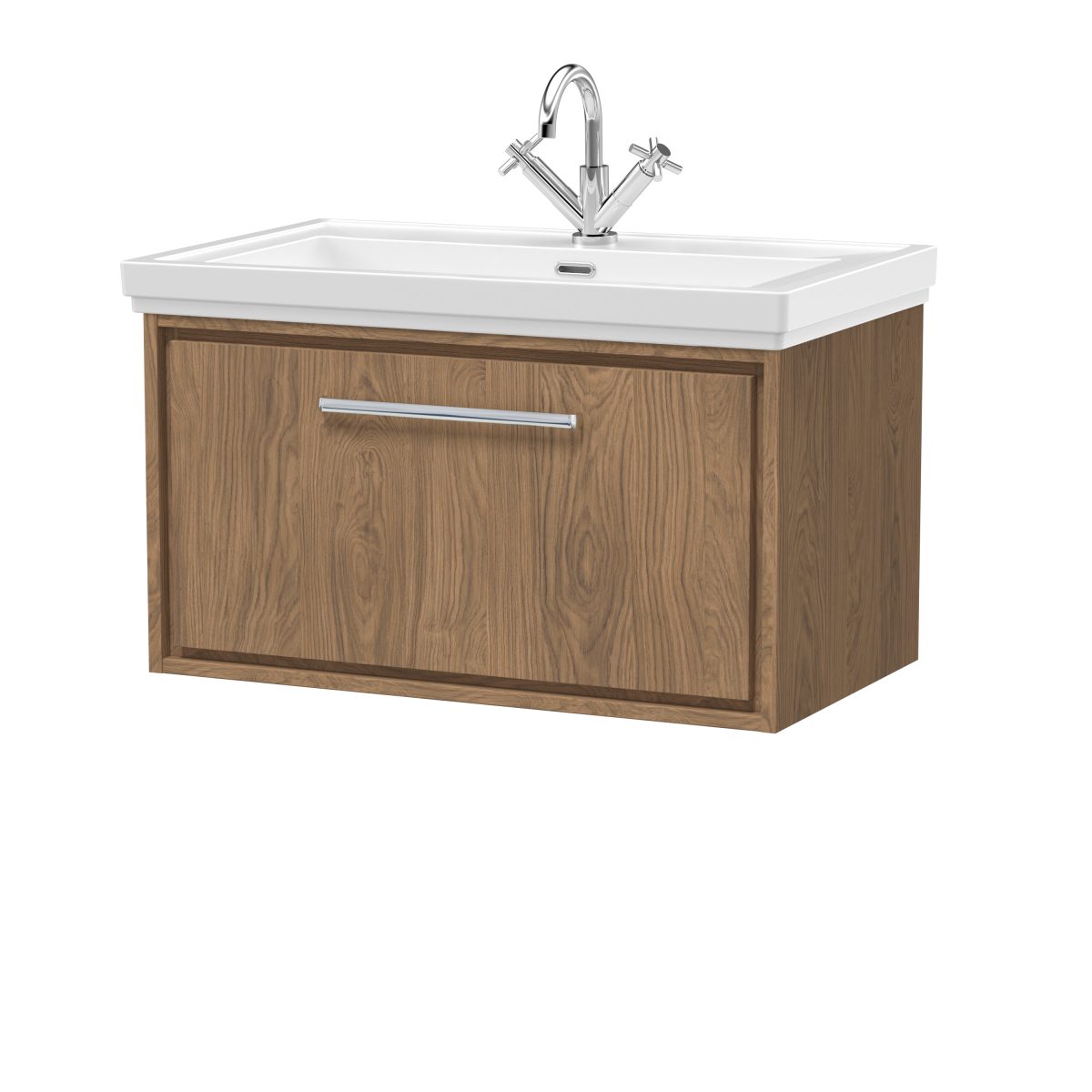 800mm Wall Hung Single Drawer Vanity with Basin - 1 Tap Hole - Image 1