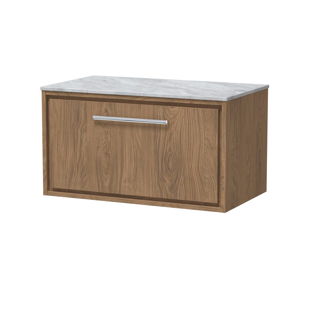 800mm Wall Hung Single Drawer Vanity with Marble Worktop - Image 1