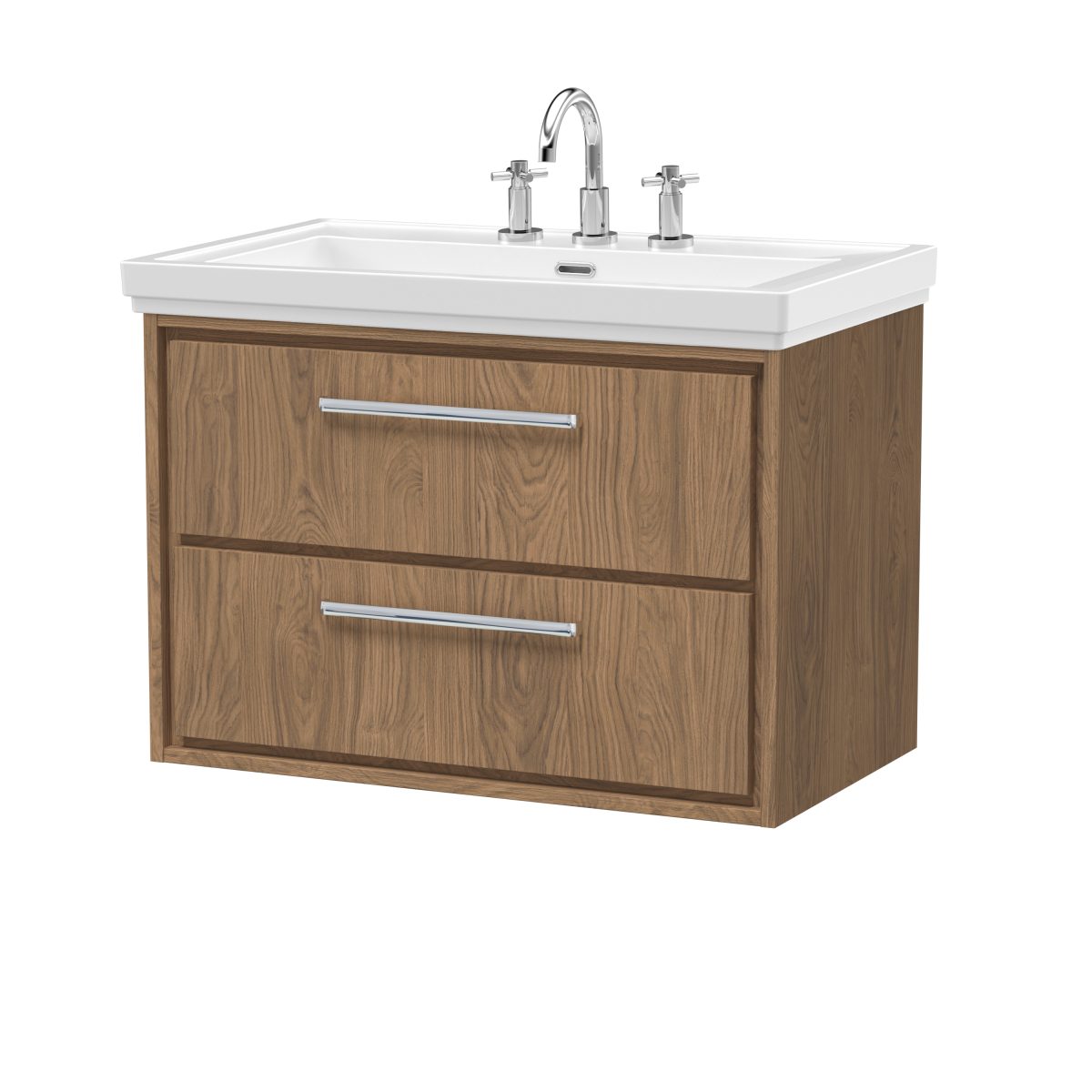 800mm Wall Hung 2-Drawer Vanity with Basin - 3 Tap Hole - Image 1