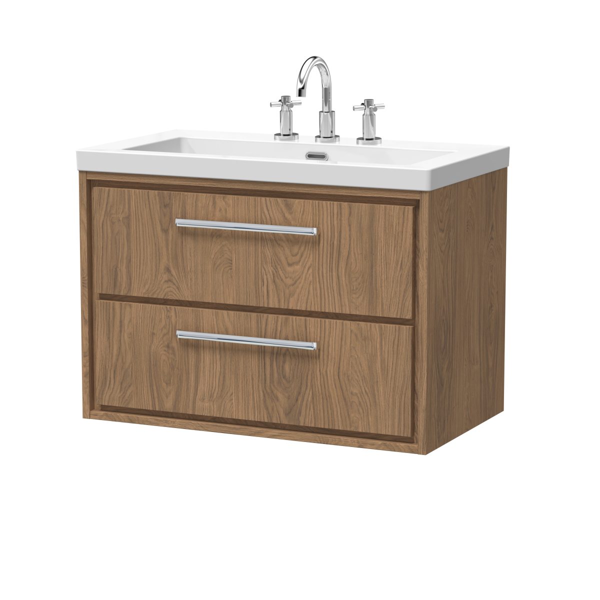800mm Wall Hung 2-Drawer Vanity with Basin - 3 Tap Hole - Image 1