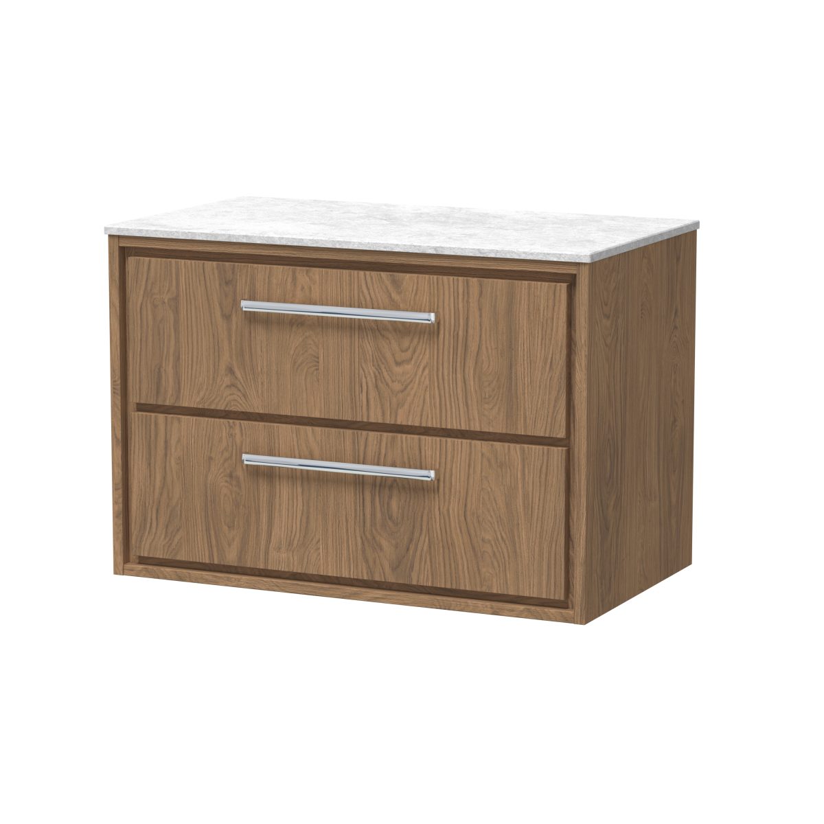 800mm Wall Hung 2-Drawer Vanity with Marble Worktop - Image 1