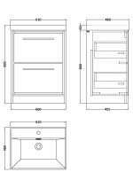 600mm Floor Standing 2-Drawer Vanity with Basin - 1 Tap Hole - Image 2