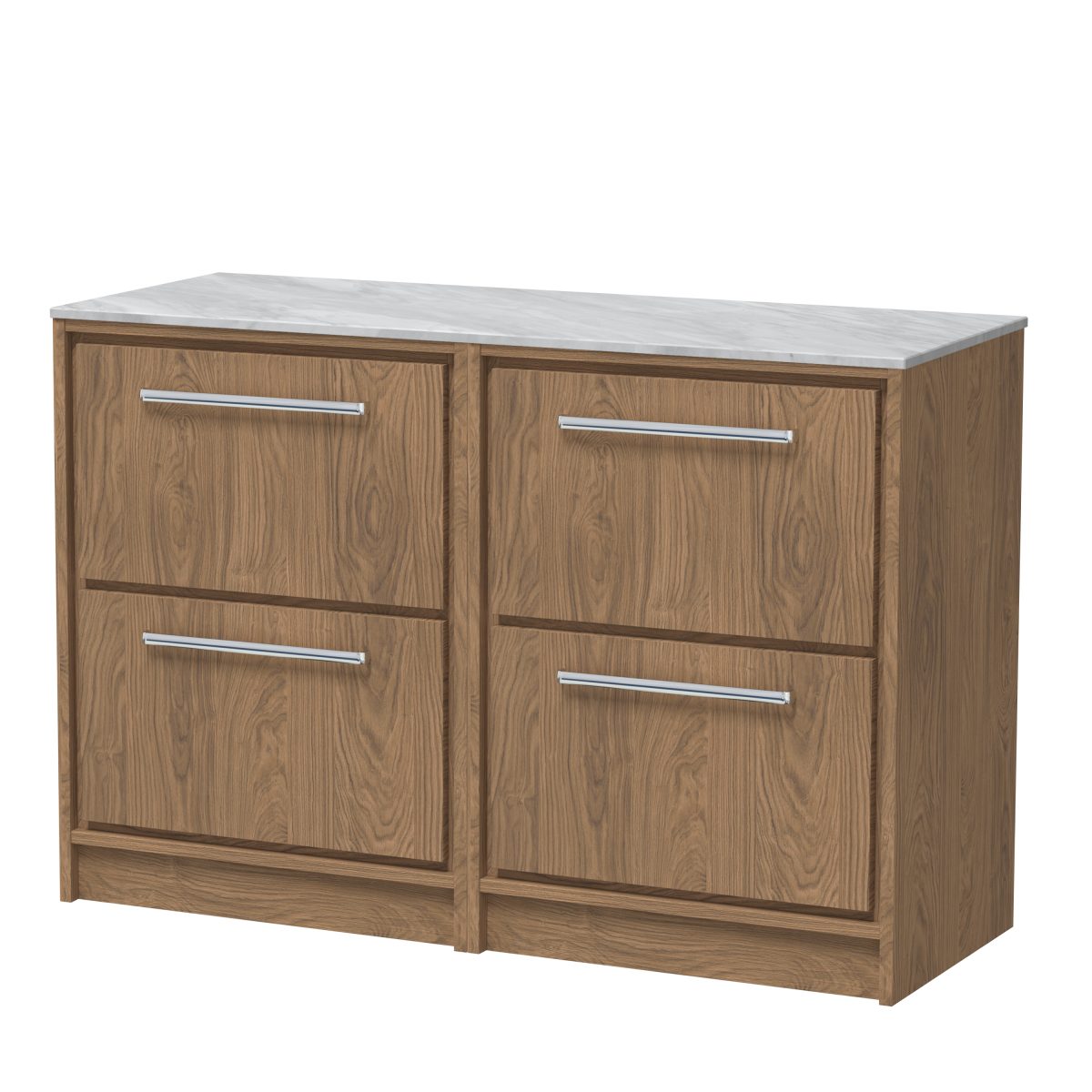 1200mm Floor Standing 4-Drawer Vanity with Marble Worktop - Image 1