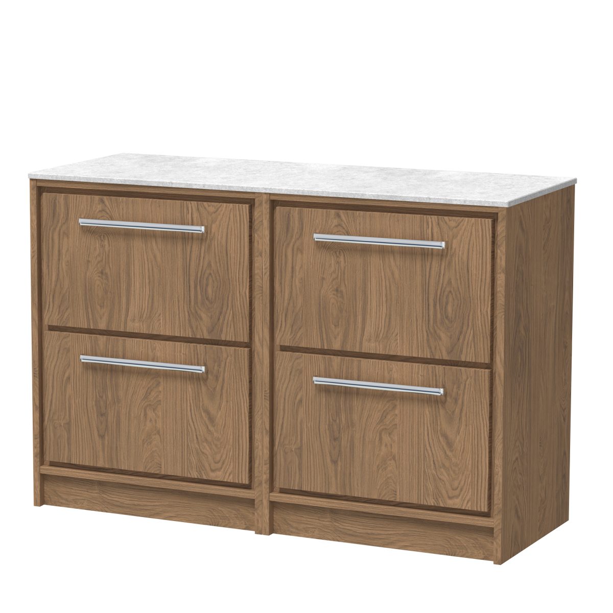1200mm Floor Standing 4-Drawer Vanity with Marble Worktop - Image 1