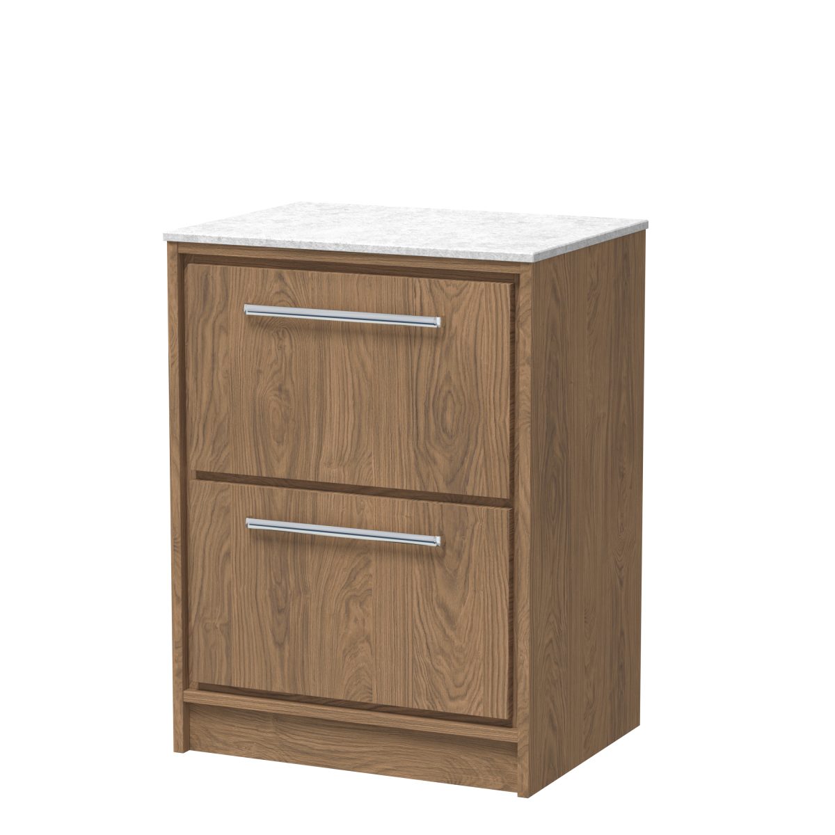 600mm Floor Standing 2-Drawer Vanity with Marble Worktop - Image 1