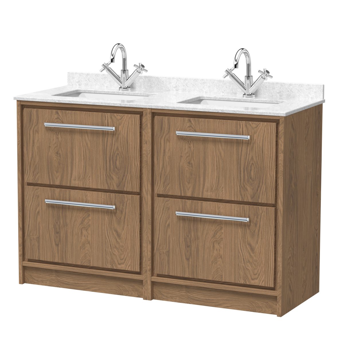 1200mm Floor Standing 4-Drawer Vanity with Marble Worktop Basin - Image 1