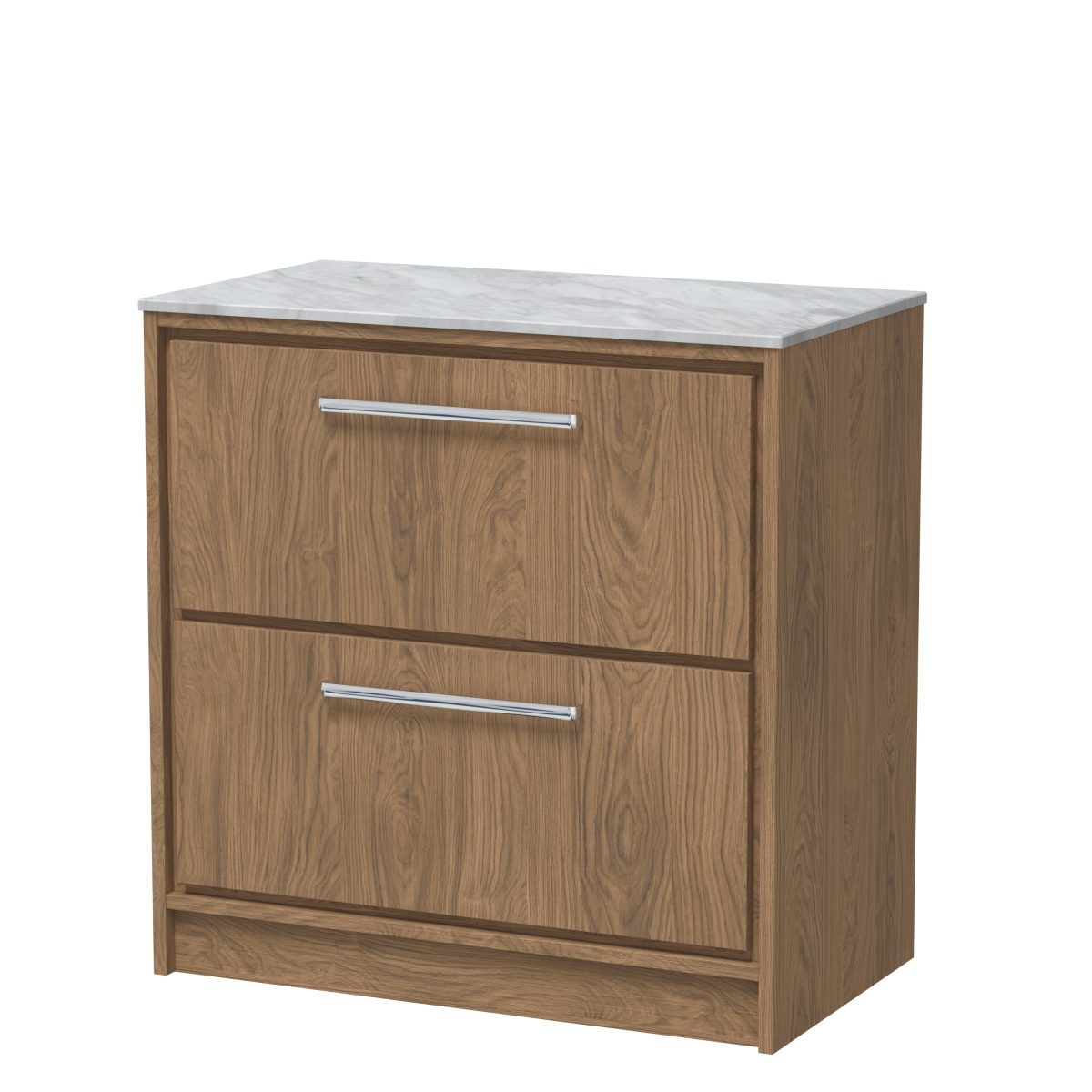 800mm Floor Standing 2-Drawer Vanity with Marble Worktop - Image 1