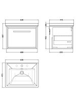 600mm Wall Hung Single Drawer Vanity with Basin - 3 Tap Hole - Image 2