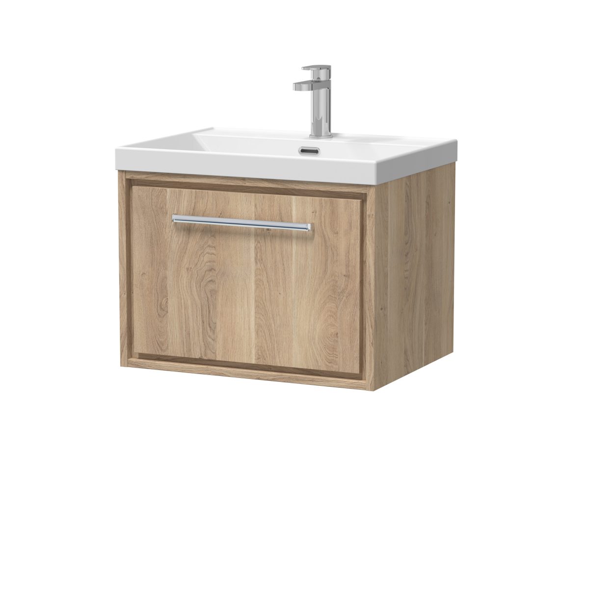 600mm Wall Hung Single Drawer Vanity with Basin - 1 Tap Hole - Image 1