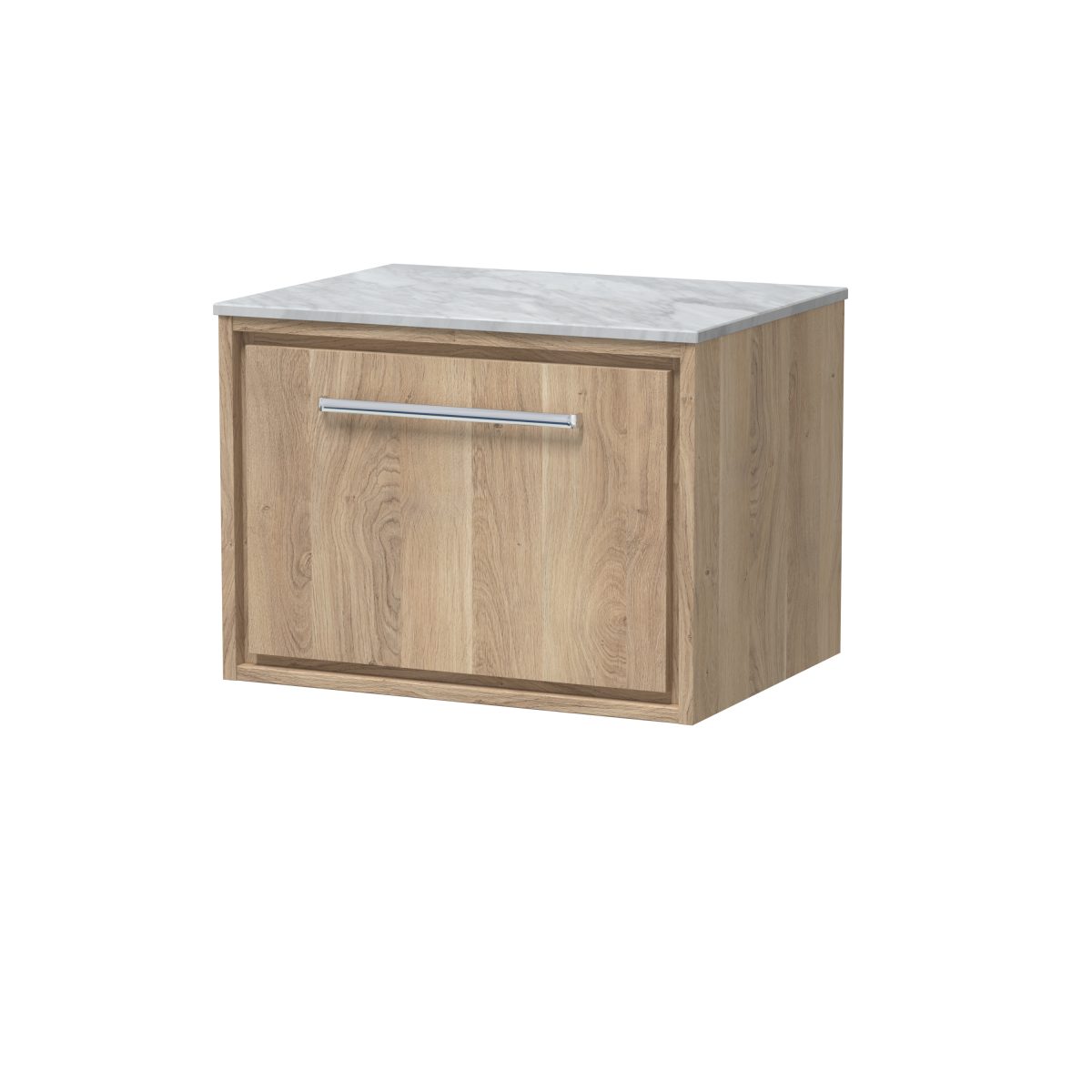 600mm Wall Hung Single Drawer Vanity with Marble Worktop - Image 1
