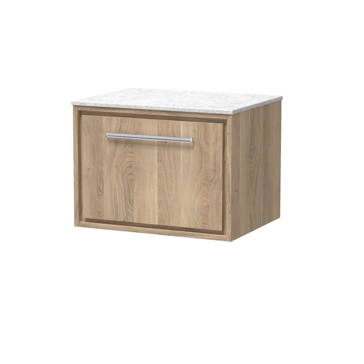 600mm Wall Hung Single Drawer Vanity with Marble Worktop - Image 1