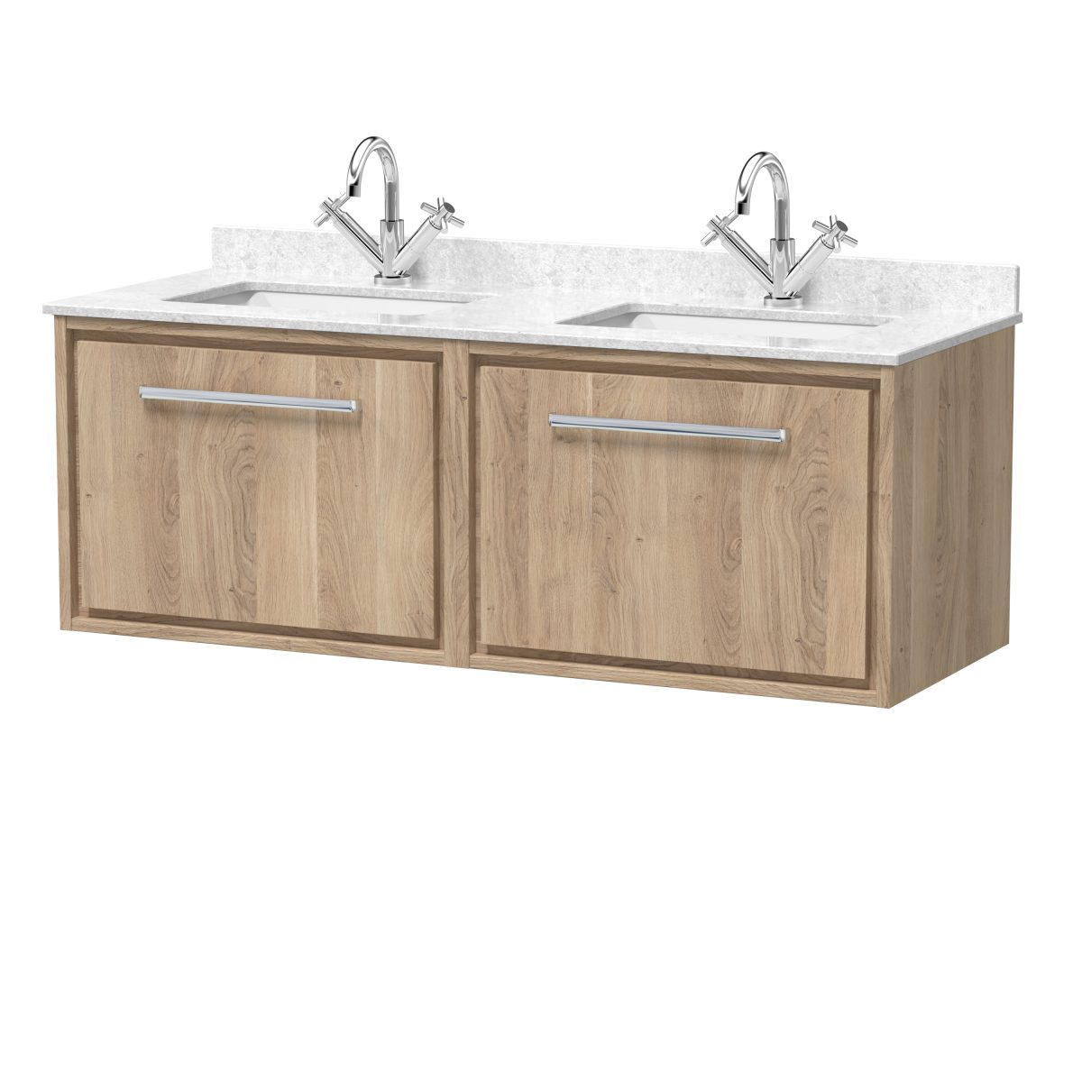 1200mm Wall Hung Single Drawer Vanity with Marble Worktop Basin - Image 1