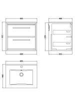 600mm Wall Hung 2-Drawer Vanity with Basin - 1 Tap Hole - Image 2