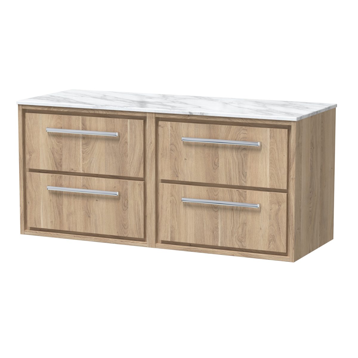 1200mm Wall Hung 4-Drawer Vanity with Marble Worktop - Image 1
