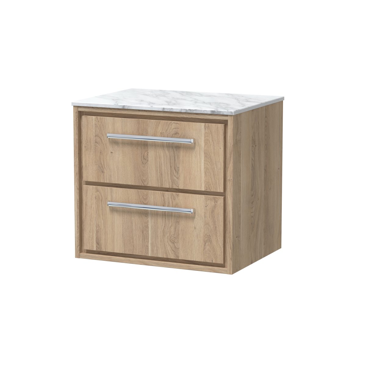 600mm Wall Hung 2-Drawer Vanity with Marble Worktop - Image 1