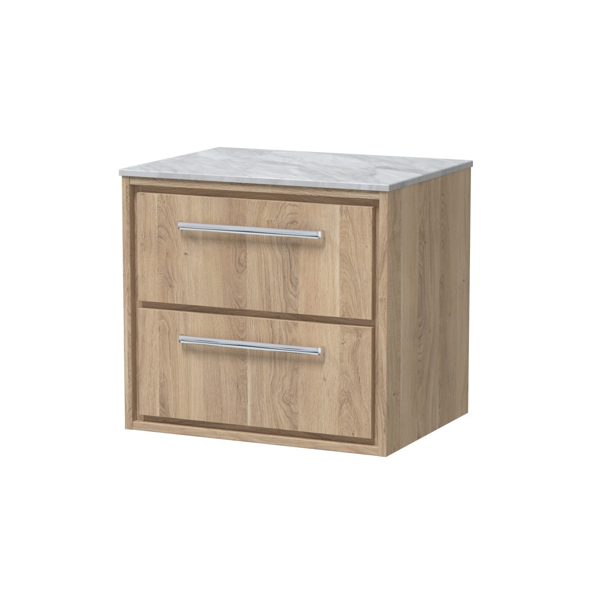600mm Wall Hung 2-Drawer Vanity with Marble Worktop - Image 1