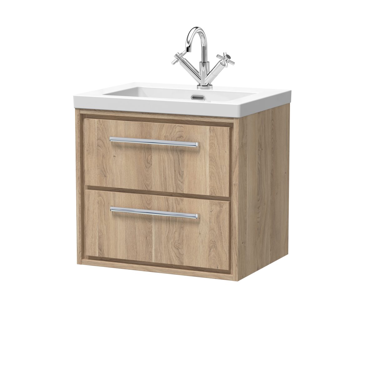 600mm Wall Hung 2-Drawer Vanity with Basin - 1 Tap Hole - Image 1