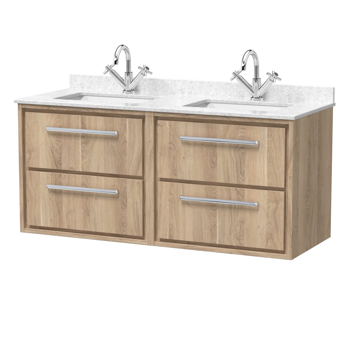 1200mm Wall Hung 4-Drawer Vanity with Marble Worktop Basin - Image 1