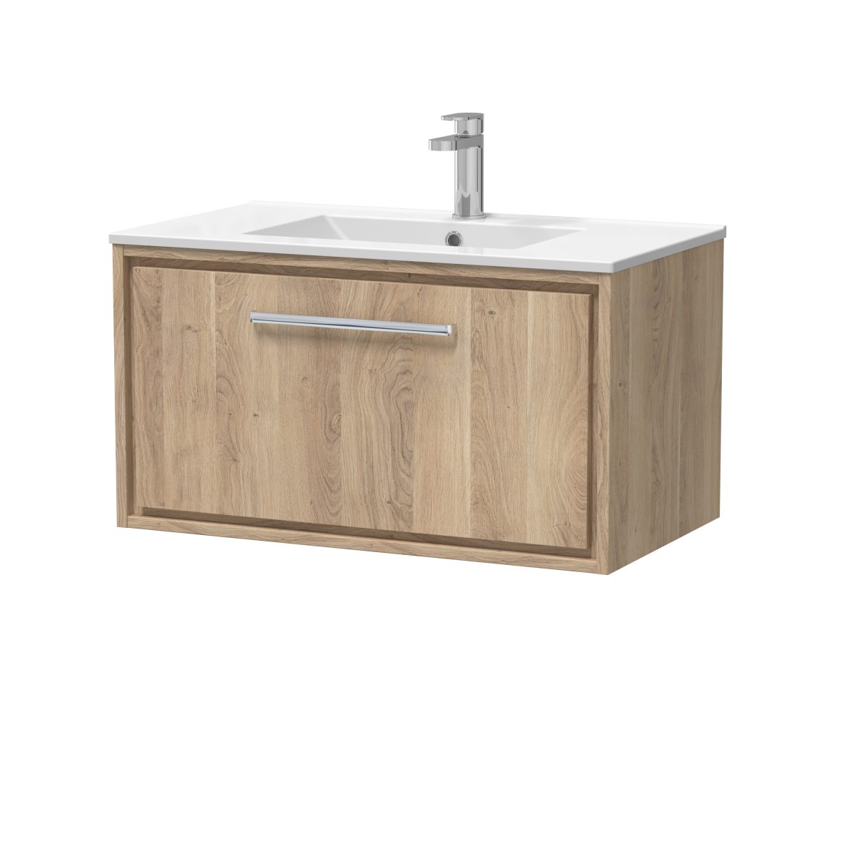 800mm Wall Hung Single Drawer Vanity with Basin - 1 Tap Hole - Image 1