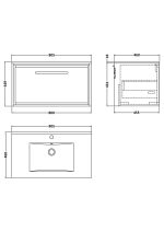 800mm Wall Hung Single Drawer Vanity with Basin - 1 Tap Hole - Image 2