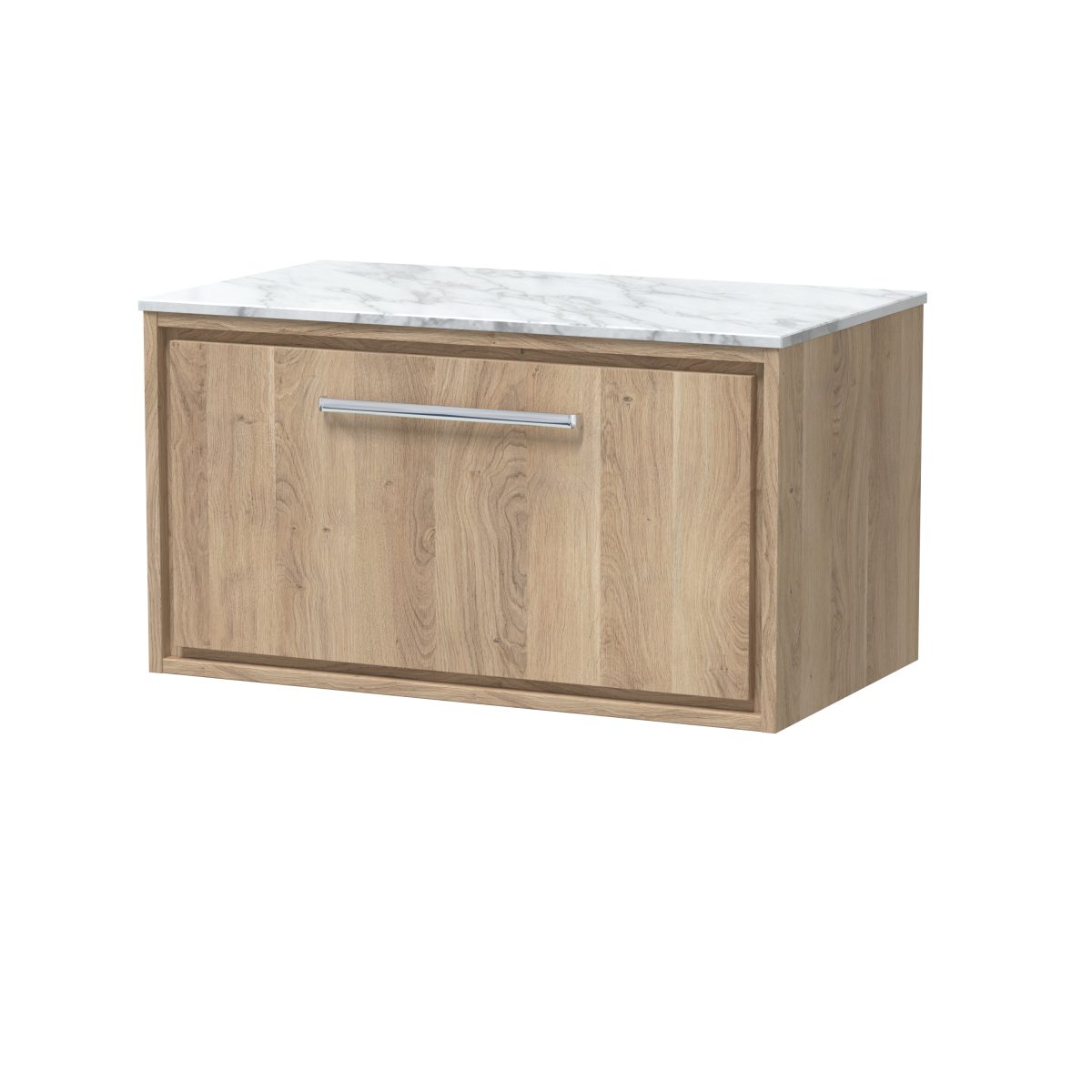 800mm Wall Hung Single Drawer Vanity with Marble Worktop - Image 1