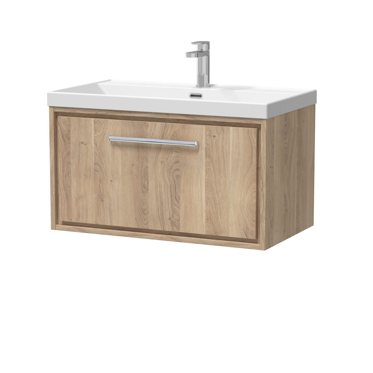 800mm Wall Hung Single Drawer Vanity with Basin - 1 Tap Hole - Image 1