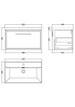 800mm Wall Hung Single Drawer Vanity with Basin - 1 Tap Hole - Image 2