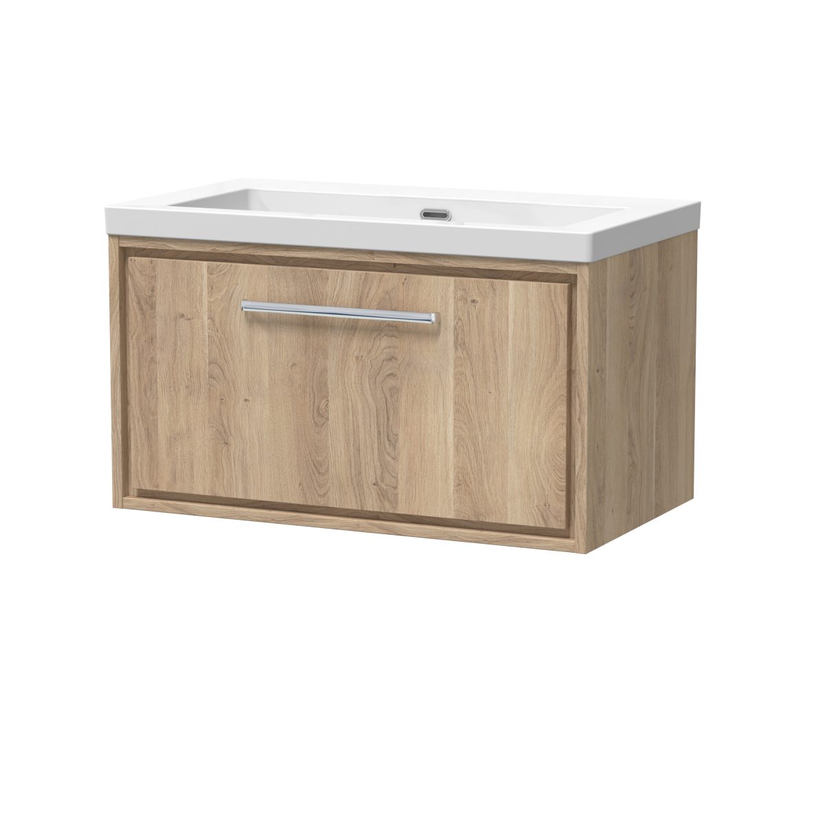 800mm Wall Hung Single Drawer Vanity with Basin - 0 Tap Hole - Image 1