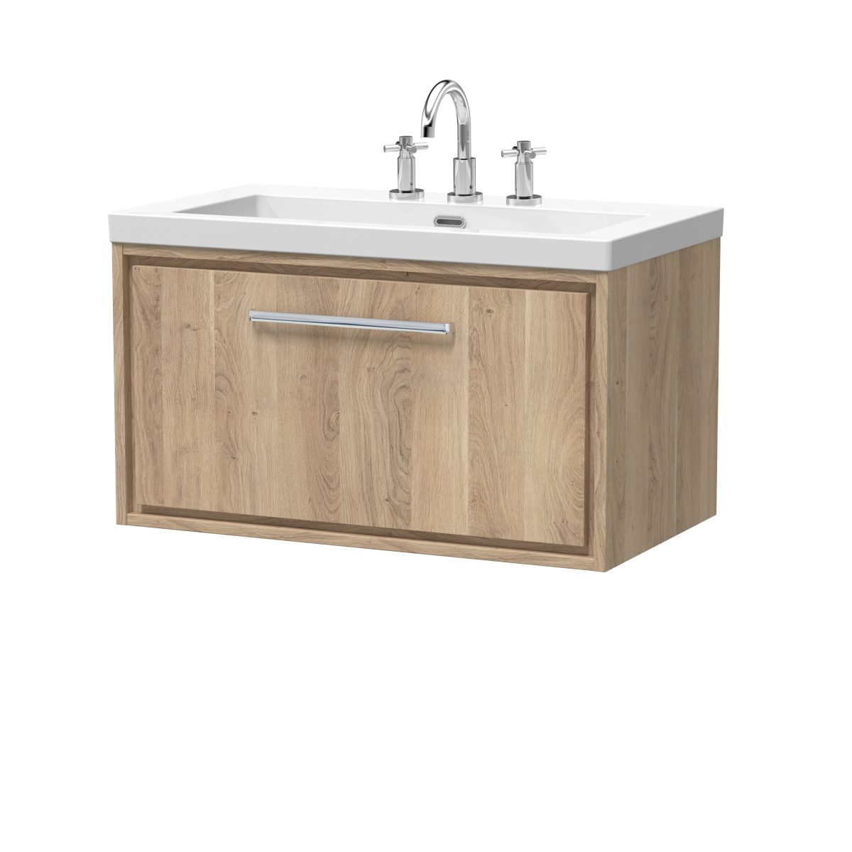 800mm Wall Hung Single Drawer Vanity with Basin - 3 Tap Hole - Image 1
