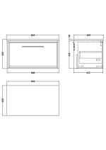 800mm Wall Hung Single Drawer Vanity with Worktop - Image 2