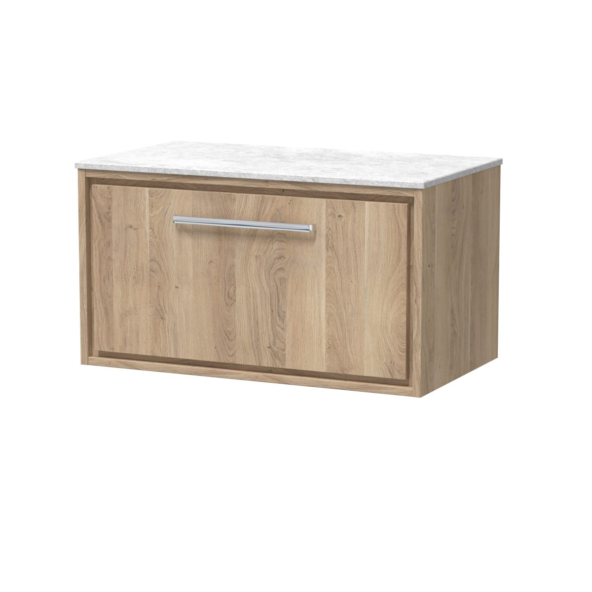 800mm Wall Hung Single Drawer Vanity with Marble Worktop - Image 1